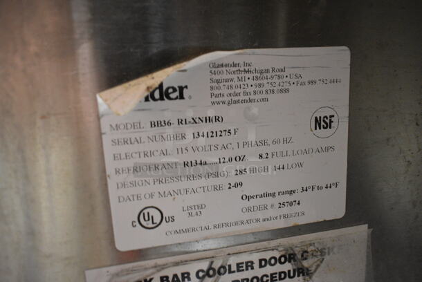 Glastender BB36-R1-XNH(R) Stainless Steel Commercial Single Door Direct Draw Kegerator w/ Beer Tower and Drip Tray. Door Needs To Be Attached. 115 Volts, 1 Phase. Tested and Working! - Image 6 of 6