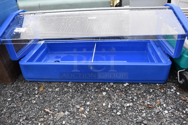 Blue Poly Buffett Station w/ Poly Sneeze Guard. 64x34x28 - Image 4 of 6
