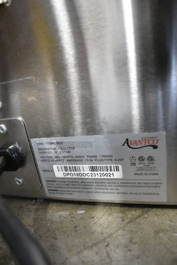 BRAND NEW SCRATCH AND DENT! Avantco 177DPO18DD Stainless Steel Double Deck Countertop Pizza/Bakery Oven with Two Independent Chambers. 240 Volts, 1 Phase.  - Image 5 of 5