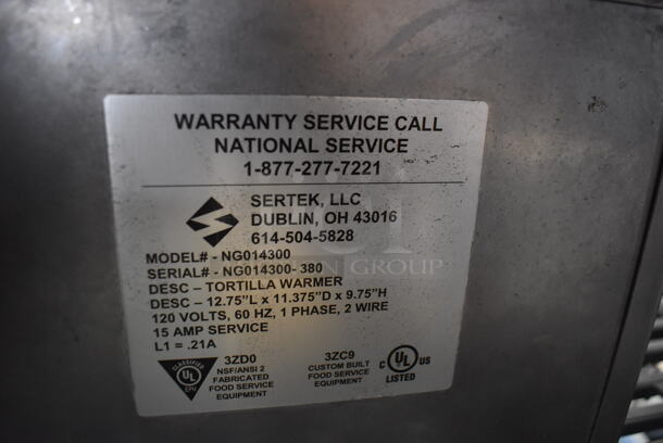 Sertek NG014300 Stainless Steel Commercial Countertop Tortilla Warmer. 120 Volts, 1 Phase. 13x12x10. Tested and Powers On But Does Not Get Warm - Image 5 of 6