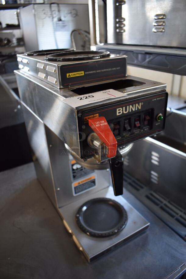 Bunn CW Series Stainless Steel Commercial 3 Burner Coffee Machine w/ Hot Water Dispenser and Metal Brew Basket. 8x21x19 - Image 3 of 6