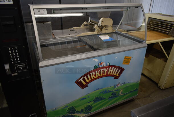 Caravell ISKREM Metal Commercial Ice Cream Dipping Cabinet w/ Sliding Lids and Sneeze Guard on Commercial Casters. 120 Volts, 1 Phase. Tested and Working! - Image 1 of 7