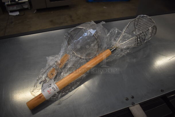 2 Various BRAND NEW! Metal Utensils; Masher and Strainer. 13", 24". 2 Times Your Bid! - Image 1 of 3