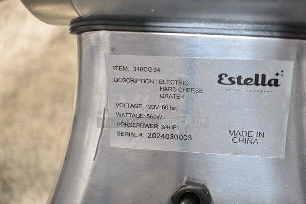 BRAND NEW SCRATCH AND DENT! Estella 348CG34 Stainless Steel Commercial Countertop Hard Cheese Grater. 120 Volts, 1 Phase. Tested and Working!  - Image 7 of 7