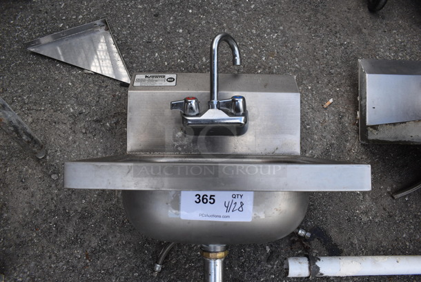 Krowne Stainless Steel Single Bay Wall Mount Sink w/ Faucet and Handles. - Image 1 of 4