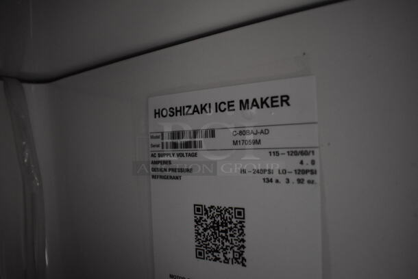 BRAND NEW SCRATCH AND DENT! 2022 Hoshizaki C-80BAJ-AD Stainless Steel Commercial Self Contained Undercounter Cubelet Ice Machine. 115-120 Volts, 1 Phase. 15x21x32. Tested and Working! - Image 5 of 8