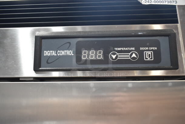 BRAND NEW SCRATCH AND DENT! 2021 Maxx Cold MCR-23FDHC Stainless Steel Commercial Single Door Reach In Cooler w/ Poly Coated Racks and Commercial Casters. 115 Volts, 1 Phase. Tested and Working! - Image 3 of 6