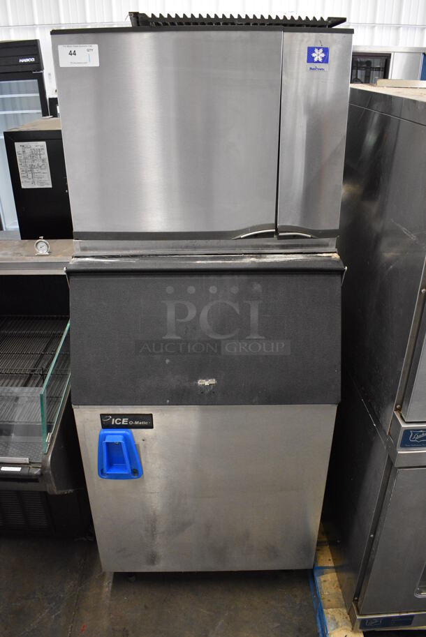 Manitowoc SY0454A Stainless Steel Commercial Air Cooled Ice Machine Head on Ice O Matic Stainless Steel Commercial Bin. 115 Volts, 1 Phase. 30x32x75 - Image 1 of 7