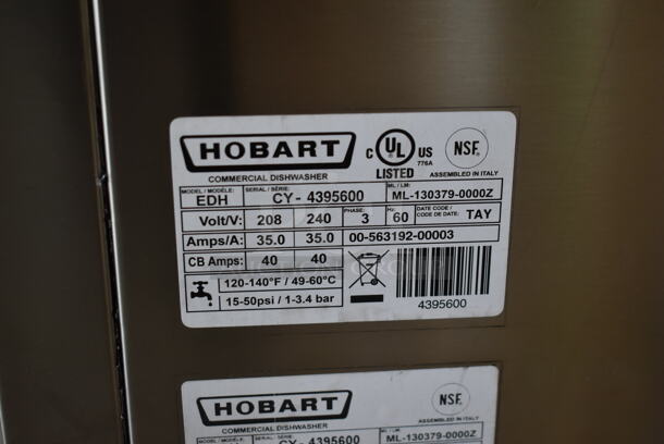 BRAND NEW SCRATCH AND DENT! Hobart EDH Stainless Steel Commercial Straight Pass Through Dishwasher. 208/240 Volts, 3 Phase.  - Image 9 of 10