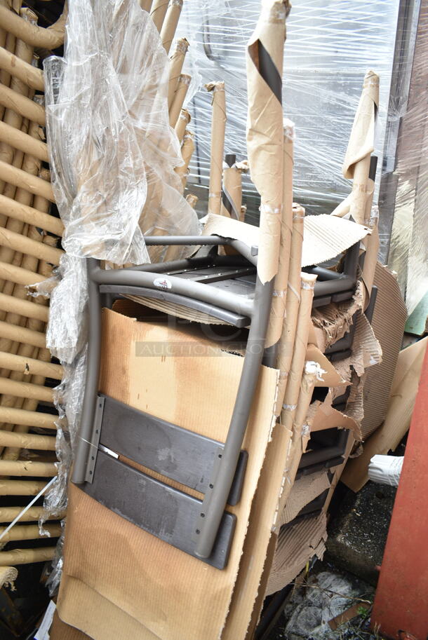 46 BRAND NEW! BFM Seating PH301CBR-BZ Brown Outdoor Dining Height Chair w/ Arm Rests. 46 Times Your Bid! - Image 4 of 6