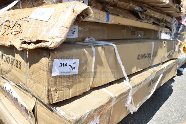 BRAND NEW SCRATCH AND DENT! Regency 600WT24X60BS 24" x 60" 16-Gauge 304 Stainless Steel Commercial Open Base Work Table with 4" Backsplash. May Be Missing Pieces. - Image 2 of 3