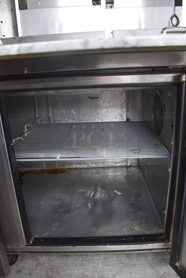 True TPP-93 Commercial Stainless Steel Pizza Prep Table With 2 Over shelves And Steel Racks on Commercial Casters. 115V/ 1 Phase. Tested And Working - Image 8 of 9
