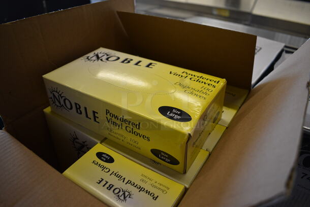 Box of 10 BRAND NEW! Noble Powdered Vinyl Large Gloves - Image 2 of 5