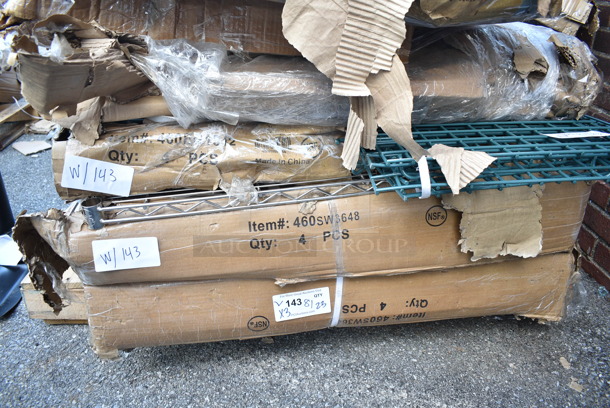 3 BRAND NEW SCRATCH AND DENT! Items; 2 Regency 460SW3648 Spec Line 36" x 48" NSF Stainless Steel Wire Shelf, Regency 460EG1842 18" x 42" NSF Green Epoxy Wire Shelf. 3 Times Your Bid! May Be Missing Pieces.  - Image 2 of 6
