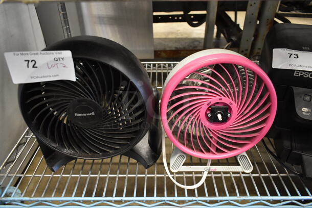 ALL ONE MONEY! Lot of 2 Fans; Pink and Black. Tested and Working! - Image 1 of 4