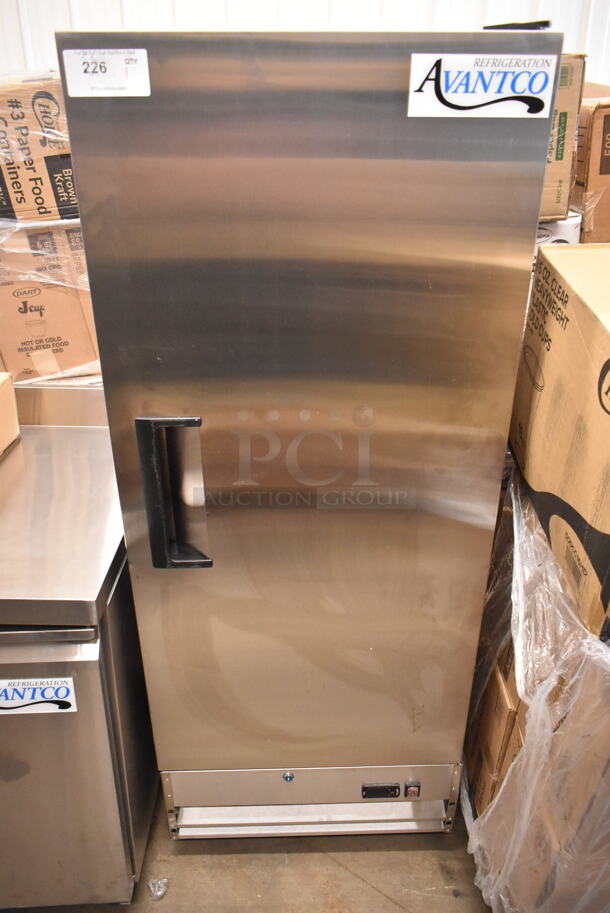 BRAND NEW SCRATCH AND DENT! 2024 Avantco 178A12FHC Stainless Steel Commercial Single Door Reach In Freezer w/ Poly Coated Racks. Tested and Powers On But Does Not Get Cold - Image 2 of 4