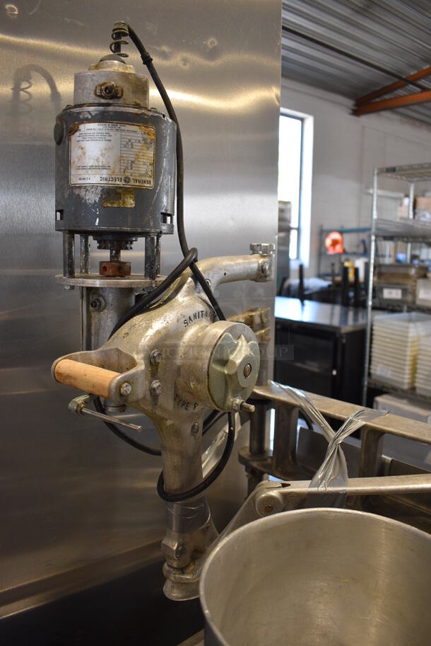 Stainless Steel Commercial Floor Style  Natural Gas Powered Donut Fryer w/ Belshaw Type F Metal Commercial Electric Powered Dough Dropper, Hopper and Plunger. 50,000 BTU. 31x36x69 - Image 5 of 9