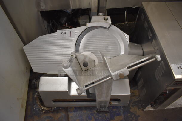 Metal Commercial Countertop Automatic Meat Slicer w/ Blade Sharpener. 30x20x21. Tested and Working!