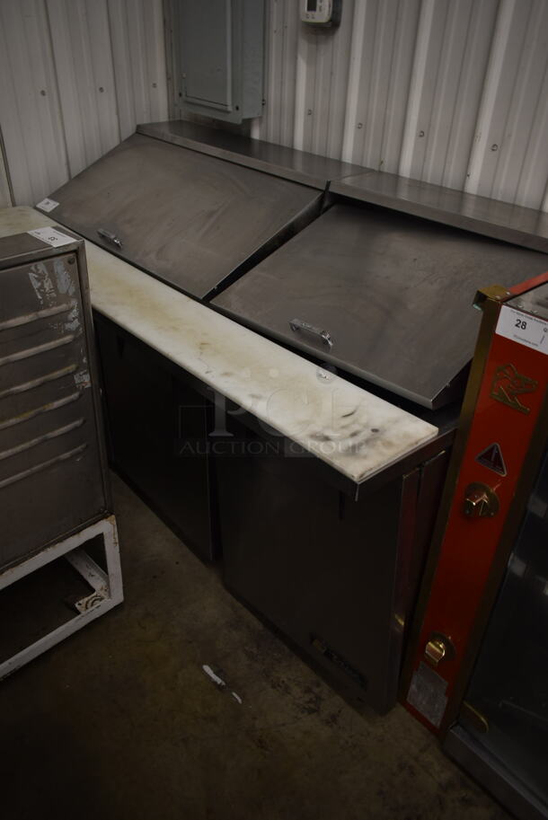 2016 True TSSU-72-30M-B-ST Stainless Steel Commercial Sandwich Salad Prep Table Bain Marie Mega Top on Commercial Casters. 115 Volts, 1 Phase. Tested and Powers On But Does Not Get Cold