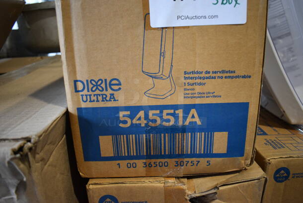 5 BRAND NEW IN BOX! Dixie Ultra 54551A White Poly Countertop Napkin Dispensers. Comes In Two Pieces. 9x10x25. 5 Times Your Bid! - Image 4 of 5