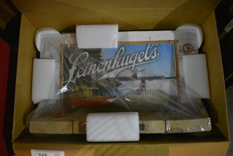 BRAND NEW IN BOX! Leinenkugel Sign. 22x5x15. (bar)