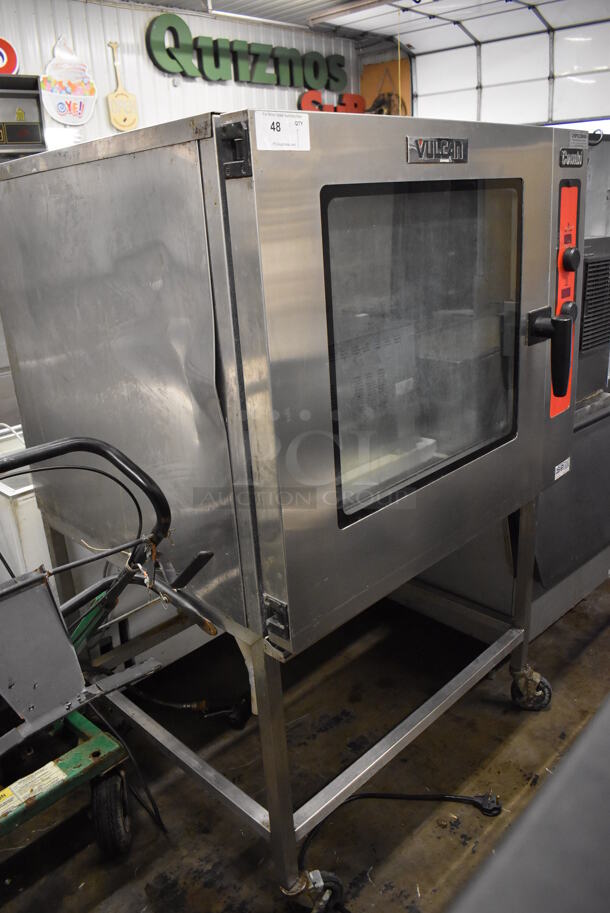 Vulcan Hart ABC G-NAT Stainless Steel Commercial Propane Gas Powered Full Size Combi Convection Oven on Metal Frame w/ Commercial Casters. 80,000 BTU. 42x43x66.5 - Image 4 of 8