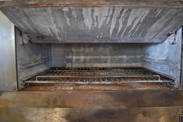 Wolf FHBO-6 Stainless Steel Commercial Natural Gas Powered Vertical Upright Broiler on Commercial Casters.  - Image 5 of 8