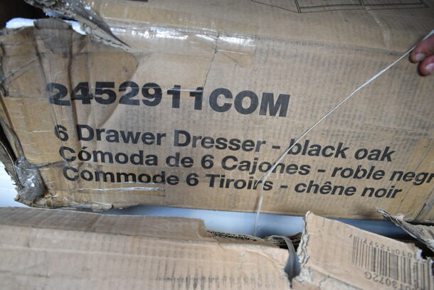 BRAND NEW SCRATCH AND DENT! Ameriwood Home BrEZ 2452911COM  Build Pearce Wide 6 Drawer Dresser, Black Oak - Image 2 of 4