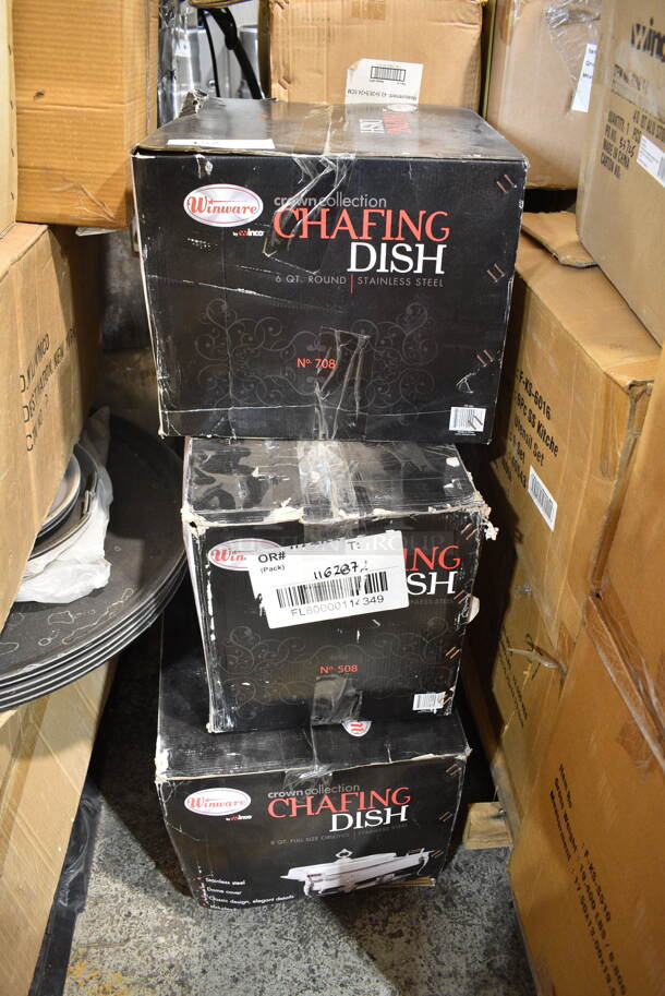 3 BRAND NEW IN BOX! Winware Stainless Steel Chafer Including 6 Quart. 3 Times Your Bid! - Image 3 of 5