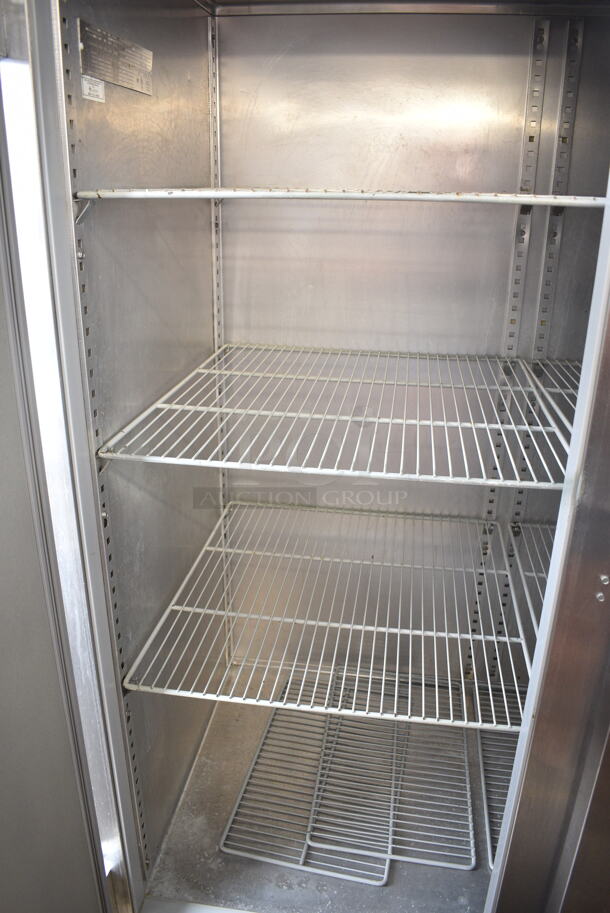 Victory R-2 Stainless Steel Commercial 2 Door Reach In Cooler w/ Poly Coated Racks on Commercial Casters. 115 Volts, 1 Phase. Tested and Powers On But Does Not Get Cold - Image 5 of 8