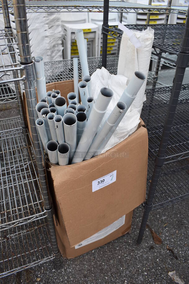 ALL ONE MONEY! Lot of White Metal Poles and Fire Extinguisher. Buyer Must Pick Up - We Will Not Ship This Item - Image 4 of 4