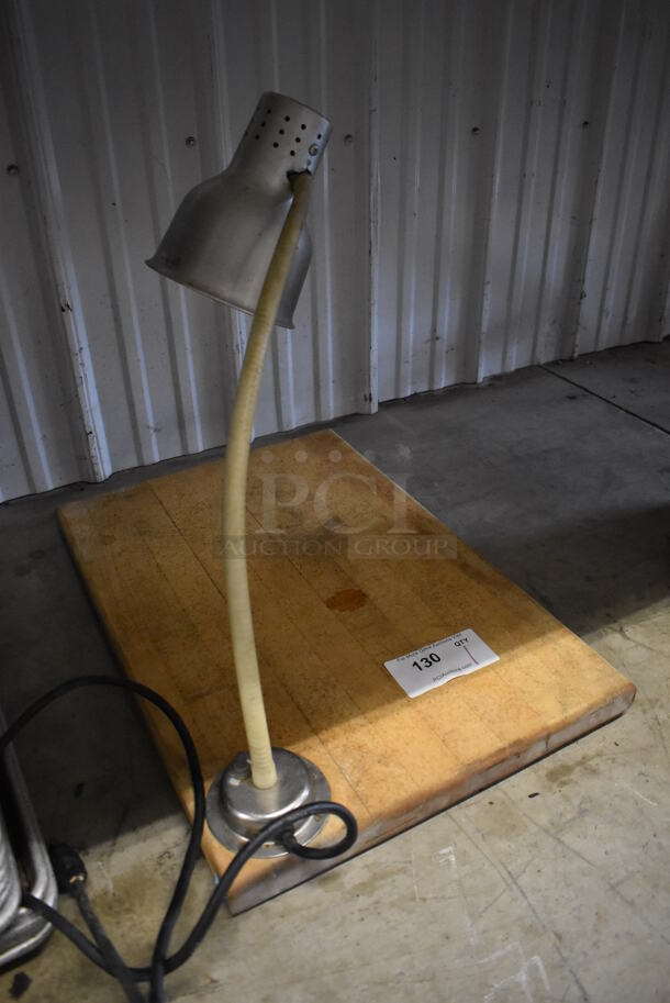 Butcher Station w/ Butcher Block Countertop w/ Metal Commercial Warming Lamp. 115 Volts, 1 Phase. 16x24x18. Tested and Working! - Image 3 of 5