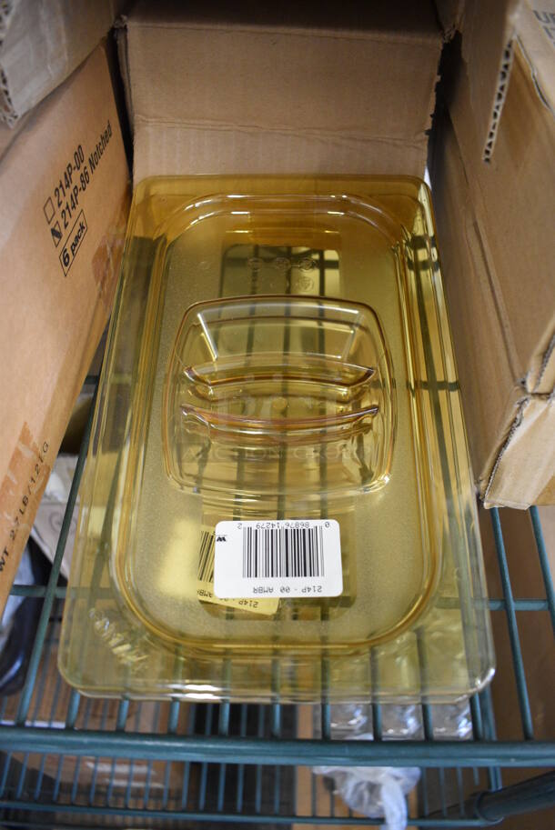 ALL ONE MONEY! Lot of 9 BRAND NEW IN BOX! Rubbermaid Amber Colored 1/4 Size Drop In Bin Lids