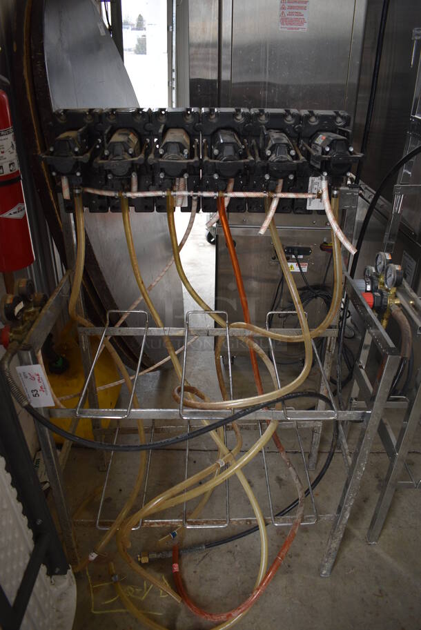 6 Flojet Soda Pumps on 2 Chrome Finish Soda Racks. 33x16x103. 6 Times Your Bid! - Image 2 of 5