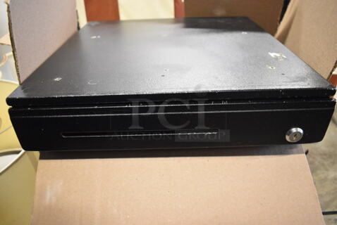 4 Various Black Metal Cash Drawers. Includes 16.5x16x4.5. 4 Times Your Bid!