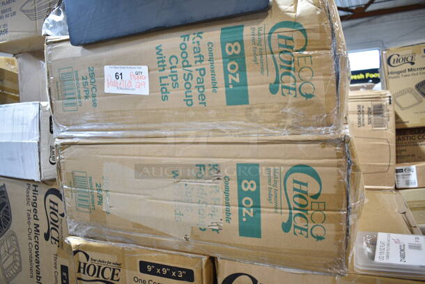 PALLET LOT of 29 BRAND NEW Boxes Including 2 Box Avantco 177FRYGUARD 18 Gauge Stainless Steel Splash Guard for FF and EF Series - 20 1/2" x 18", 2 Box 129MCR16B Choice 16 oz. Black 6 1/4" Round Microwavable Heavy Weight Container with Lid - 150/Case, 128HD16COMBO OneUp by Choice Kraft 2-Ply Wide Interfold 6 1/2" x 8 1/2" Dispenser Napkin - 6000/Case, 500TO883C3 Choice 8" x 8" x 3" Microwaveable 3-Compartment Black / Clear Plastic Hinged Container - 100/Case, 2 Box 500TO993 Choice 9" x 9" x 3" Microwavable 1-Compartment Black / Clear Plastic Hinged Container - 100/Case, 21480CWCCL Cambro 80CWC135 Camwear 1/8 Size Clear Polycarbonate Flat Lid, 2 Box 760SOUP8KFT EcoChoice 8 oz. Kraft Paper Food Cup with Vented Lid - 250/Case, 2 Box 50020C Choice 20 oz. Coffee Print Poly Paper Hot Cup - 600/Case, 3 Box 5014455HVY Lavex Hercules 56 Gallon 2 Mil 44" x 55" Low Density Heavy-Duty BlackCan Liner / Trash Bag - 50/Case, 130HCUTKWR Visions Individually Wrapped White Heavy Weight Plastic Knife - 1000/Case, Fineline 42RCL2432 Conserveware PETE Dome Lid for 24/32 oz. Rectangular Bowls - 300/Case, 130WSPOON Choice Medium Weight White Plastic Teaspoon - 1000/Case, 760BB12 Carnival King 12 oz. Clear Plastic Banana Split Boat - 500/Case, Bar Height Stool. 29 Times Your Bid! - Image 6 of 12