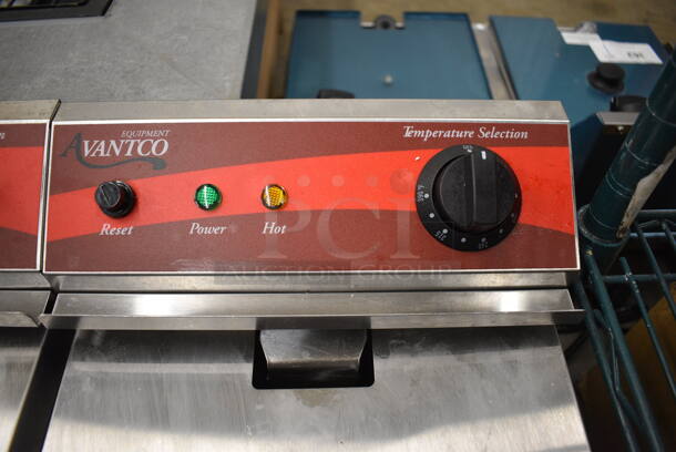 Avantco 177F202 Stainless Steel Commercial Countertop Dual Tank Electric Powered Fryer w/ 2 Metal Baskets and 2 Lids. 208/240 Volts. 23x18x17 - Image 7 of 8