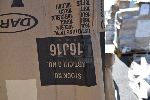 PALLET LOT of 24 BRAND NEW Boxes Including Dart 16J16 16 oz. White Customizable Foam Cup - 1000/Case, Dart 99HT1R 10" x 5 1/4" x 3" White Foam Hoagie Take Out Container with Perforated Hinged Lid - 500/Case, 50020CAFE Choice 20 oz. Café Print Poly Paper Hot Cup - 600/Case, 129MCS24B Choice 24 oz. Black Rectangular Microwavable Heavy Weight Container with Lid 8" x 5 1/4" x 2" - 150/Case, 966TALLFLDB Choice White Tall-Fold 6" x 13" Dispenser Napkin - 8000/Case, 303A45BWRAMF Acopa 4.5 oz. Bright White Fluted Porcelain Ramekin - 48/Case, 788410277WH Hoffmaster 410277 14" x 19" White Embossed Traymat with Scalloped Edge - 1000/Case, 500MFT Lavex White M-Fold (Multifold) Towel - 4000/Case, 999PTOKFT8 Kraft Microwavable Folded Paper. 24 Times Your Bid!  - Image 2 of 12