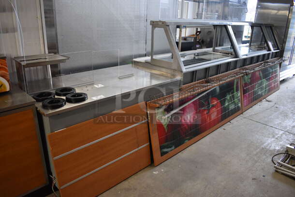 Duke Stainless Steel Commercial Subway Sandwich Make Line Prep Line w/ Front Panels, Lowering Sneeze Guard and In Counter Cup Dispensers. 206x34.5x78 - Image 9 of 10