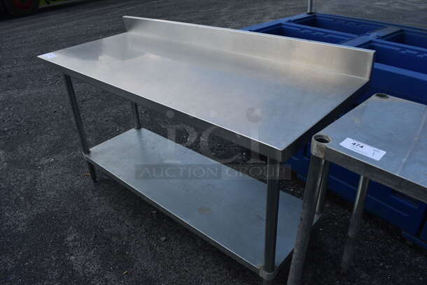 Stainless Steel Table w/ Backsplash and Under Shelf. 60x24x38