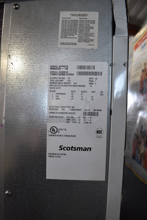 Scotsman N0622A-1B Stainless Steel Commercial Ice Machine Head on Scotsman BH550E Metal Commercial Ice Bin. 115 Volts, 1 Phase. 32x32x74 - Image 6 of 8