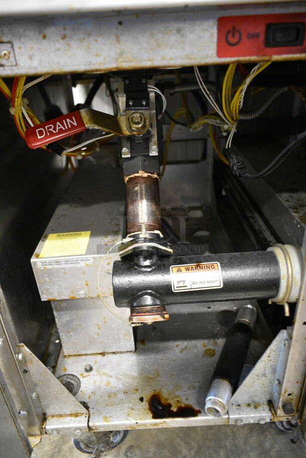 Vulcan 3ER50DF Stainless Steel Commercial Floor Style Electric Powered 3 Bay Deep Fat Fryer on Commercial Casters. 480 Volts, 3 Phase.  - Image 10 of 11