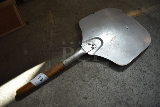 Metal Pizza Peel w/ Wooden Handle. 26x12x1 - Image 2 of 3