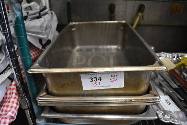 5 Stainless Steel Full Size Drop In Bins. 1/1x2, 1/1x4, 1/1x6. 5 Times Your Bid!