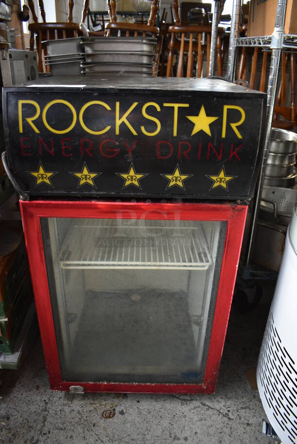 Rockstar CTM-32L Metal Commercial Mini Cooler Merchandiser. 110-120 Volts, 1 Phase. 19x20x34. Tested and Powers On But Does Not Get Cold