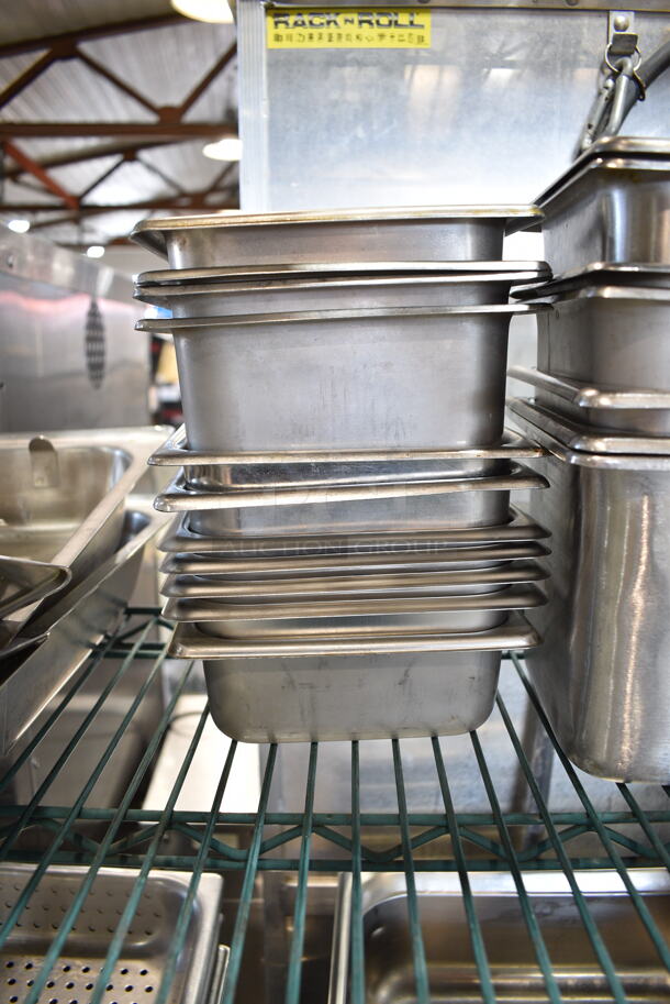 32 Various Stainless Steel Items Including Drop In Bins, Drop In Bin Lids and Center Hinge Chafer Lids. Includes 7x6.5x6, 7x6.5x2.5. 32 Times Your Bid! - Image 6 of 9