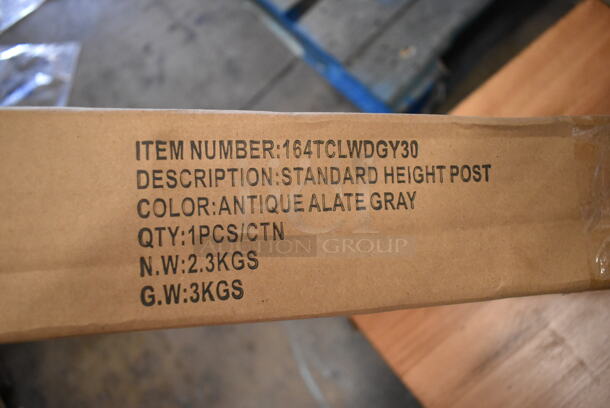 ALL ONE MONEY! Lot of BRAND NEW SCRATCH AND DENT! Wooden Chair, Stool and 2 164TCLWDGY30 Antique Alate Gray Post.  - Image 2 of 5