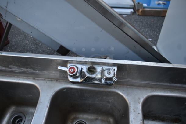 Stainless Steel Commercial 3 Bay Back Bar Sink w/ Dual Drain Boards and Handles. No Legs. Bays 10x14. Drain Boards 12x16 - Image 5 of 5
