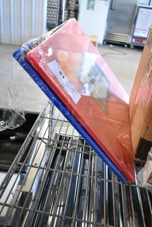 2 BRAND NEW SCRATCH AND DENT! Items Including 40720155BL BOARD CUT 20X15X.5 BLUE POLY, CHOICE, 40720155RD Choice 20" x 15" x 1/2" Red Polyethylene Cutting Board. 2 Times Your Bid!  - Image 2 of 5