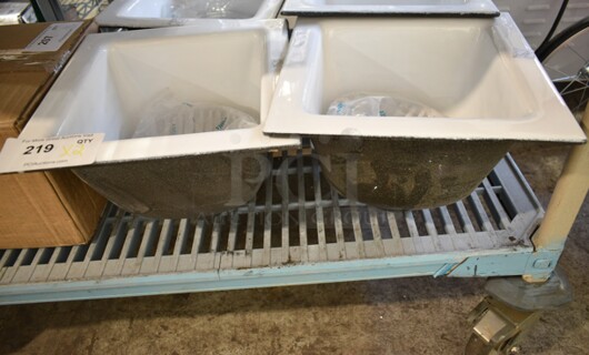 2 BRAND NEW SCRATCH AND DENT! Single Bay Drop In Sink w/ Zurn Elkay P1900-SEMI-DOME PVC Dome Bottom Strainer for Z1900 Series Floor Sinks. 2 Times Your Bid! 